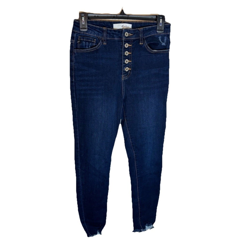 KanCan Women's Blue Jeans KC7273D Distressed Stretch Cotton Spandex size 7/27